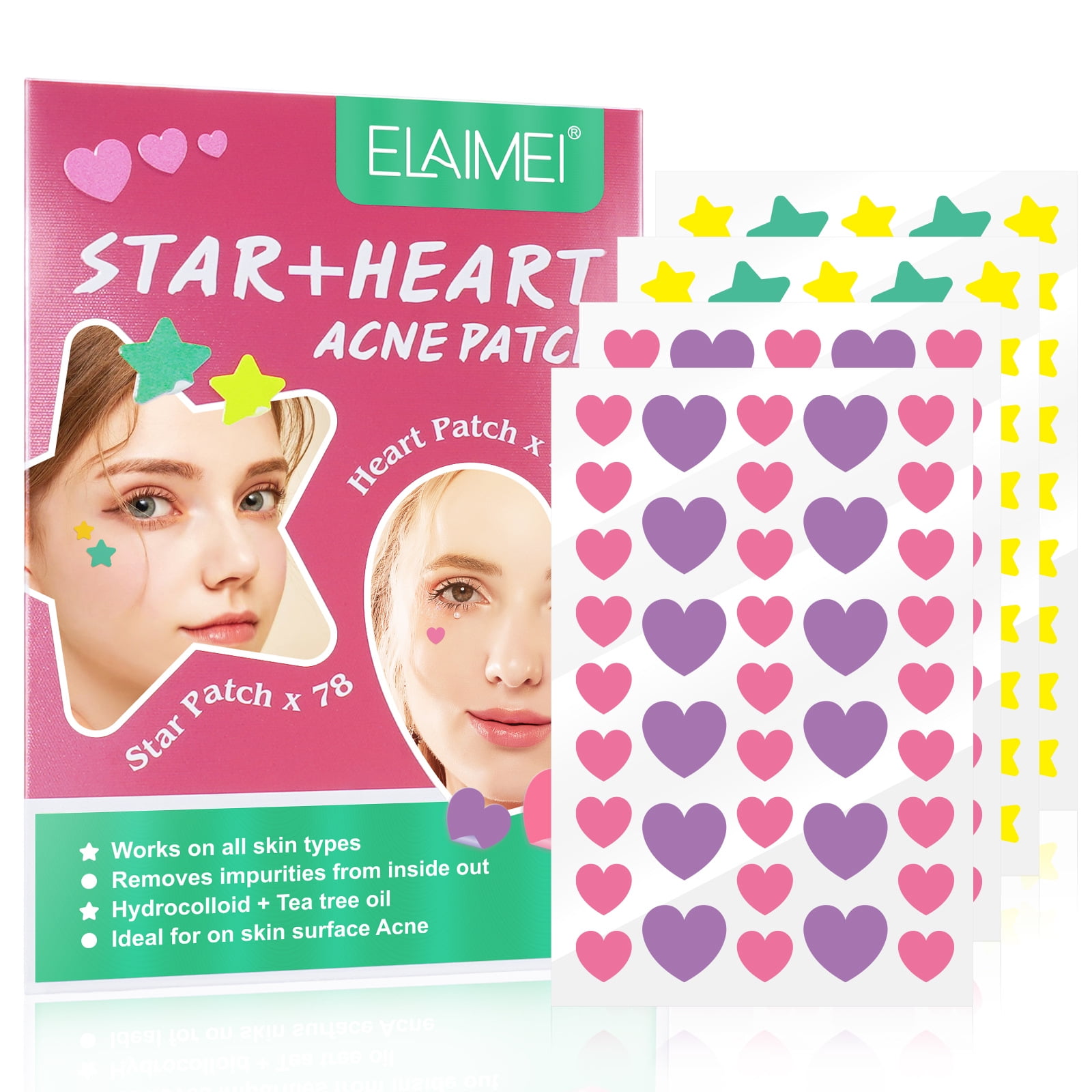 Acne Patch Pimple Patch, Heart & Star Shaped Acne Absorbing Cover Patch