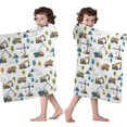 thumbnail image 4 of Cartoon Construction Vehicles Mountains Hooded Bath Towel，50"x30" for Ages 3 To 12 Kids, Quick Dry Lightweight Soft Microfiber Hood Beach Towel Cover Up for Kids, 4 of 7