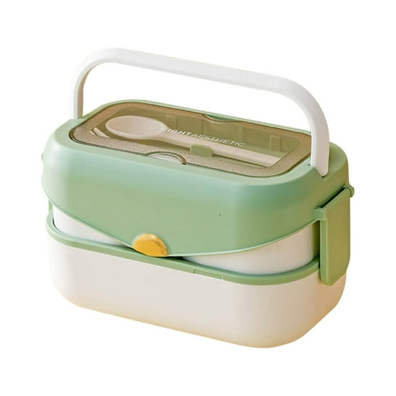 Lunch Box Ice Packs Reusable Double Bento Boxes Compartmentalized Handle Lunch Box Large Capacity High Appearanceplastic Lunch Box With Spork