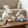 thumbnail image 5 of chaungfeng 3PCS Easter Bunny Figurines, Handmade Wood Rabbit Statue with Rope Beads, 3 Sizes Rustic Bunnies Animal Sculpture for Farmhouse Tiered Tray Mantel Display Decor, 5 of 7