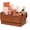 Brown, variant on Travel Makeup Bag, Large Capacity Fold Down Cosmetic Bag for Women, Waterproof PU Leather, Pull Open Toiletry Bag with Compartments, for Skincare, Brushes & Travel Essentials