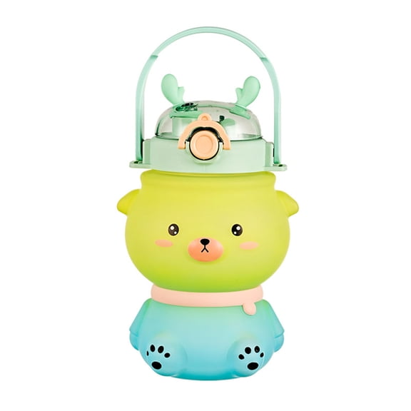 Cute Deer Plastic Drinkings Bottles Cup LeakProofs Water Bottles with Straw Portable Travel Mugs for School Girls Kid