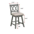 thumbnail image 6 of Brookline 37.5 In. Gray High Back Wood Swivel Bar Stool With Fabric Seat, 6 of 7