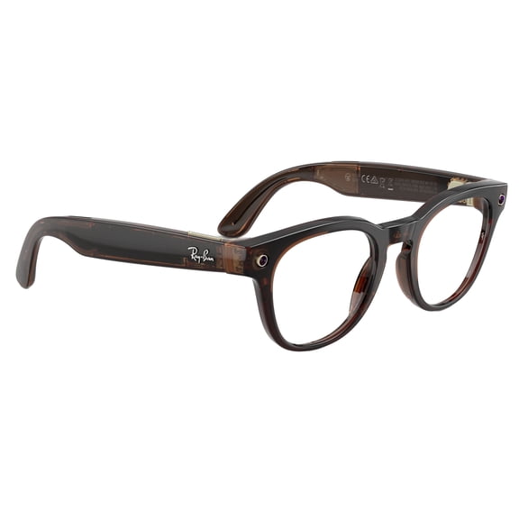 Ray-Ban Unisex Size 49 AI Smart Meta Gen 2 Scriber Glasses with Charging Case, Transparent Umber/Clear