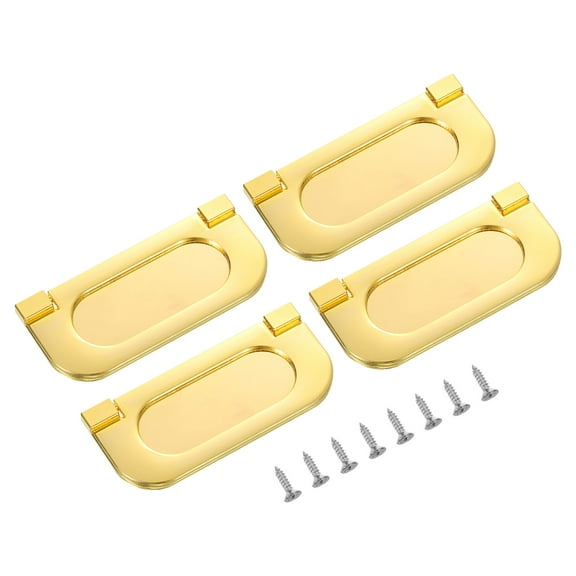 Uxcell 4 Pack Flush Pull Handle, 3 Inch Hidden Recessed Furniture Grip Ring Pull, Gold