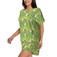 thumbnail image 2 of Fuzoiu Cartoon Duck Print Women's Short-Sleeved Pajama Set,Lounge Sleepwear Set,Womens Pajama Sets 2 Piece,Button-Up Top and Shorts with Pockets-4X-Large, 2 of 7