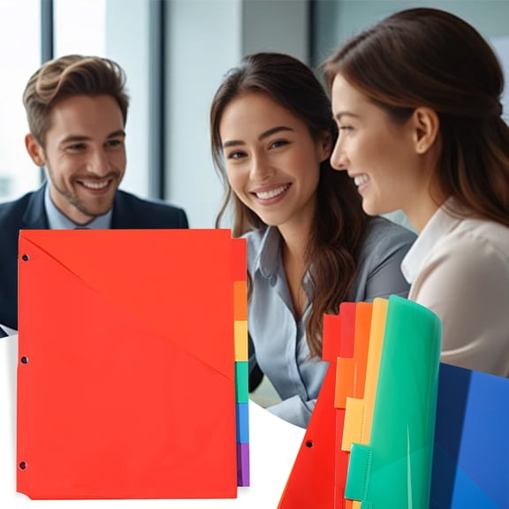 Plastic Divider with Pockets, 6 Tab Heavy Duty Plastic Dividers for 3 Ring Binder, Assorted Colors, Tab Index Plastic Binder Dividers with Tabs and 3 Hole Punch, for Notebooks, Letter Size(Red)