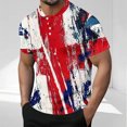 thumbnail image 2 of Top Casual Impreso de los Hombres, Camiseta de Cuello Redondo Botón de Manga Corta de Moda para Uso Al Aire Libre Y Diario, Camiseta de Invierno Cómoda, 2 of 8