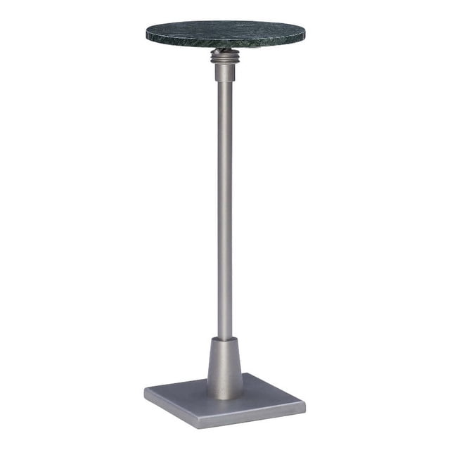 Linon Gavin Table d'Appoint Réglable en Métal et Marbre Vert pour Boissons, Argent