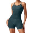thumbnail image 3 of Toome Women's Seamless Textured Romper Jumpsuit, Sleeveless One Piece Workout Outfit, High Waisted Athletic Gym Bodysuit for Yoga & Running, 3 of 9