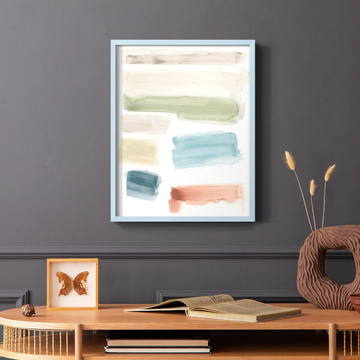Watercolor Swatches I Framed Print in Blue Solid Wood 11 x 14 Framed Print