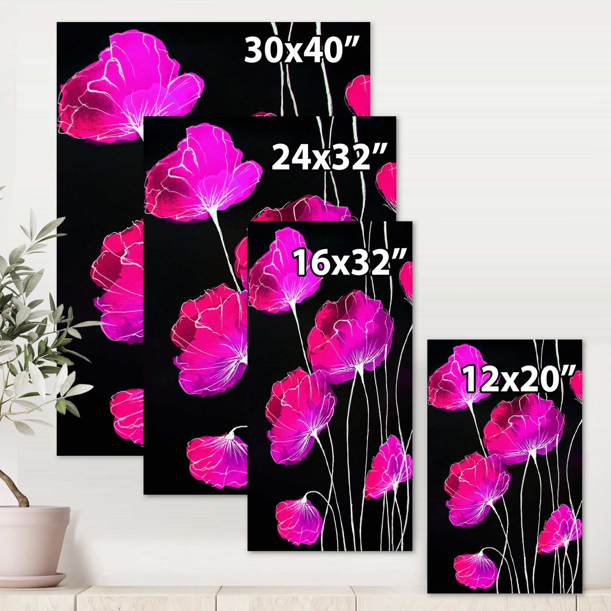 Designart ' Abstract Red Flower Detail On Black Background I ' Traditional Canvas Wall Art Print