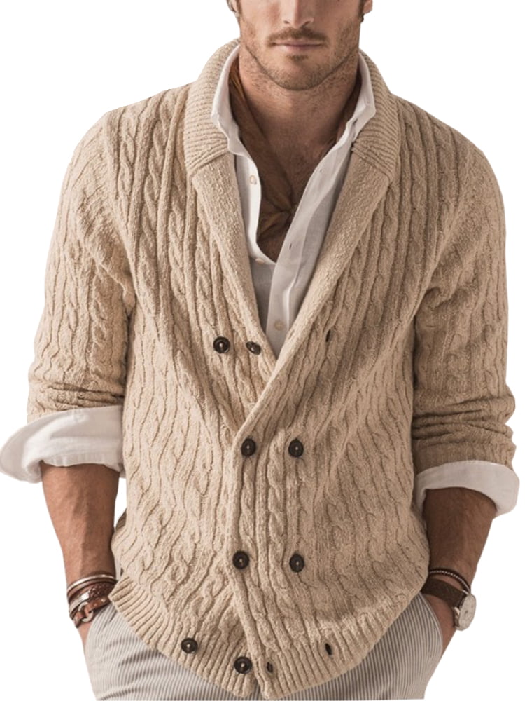 Mens Cardigan Sweaters Winter Button up Cable Knitted Jacket - Walmart ...