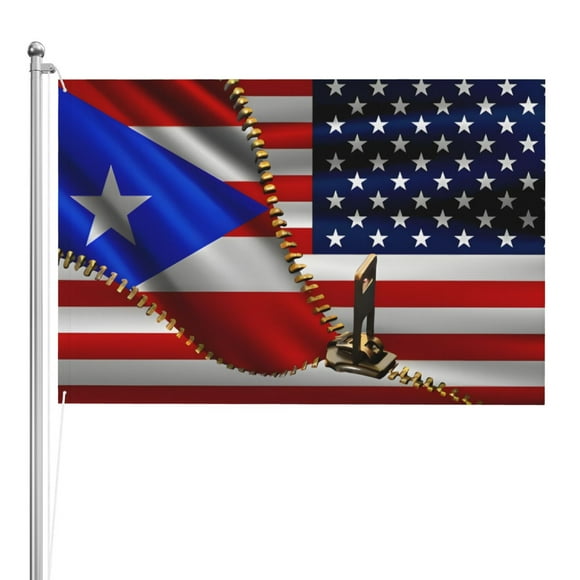 Usa American Flag And Puerto Rico Puerto Rican Flag Flag 4x6 Ft Double-Sided Printing Thickened Three-Ply Fabric Outdoor Flags Banner Decorations