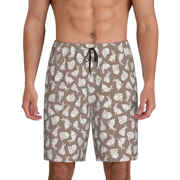 Fotbe Cute Rabbit Pantalones Cortos de Pijama para Hombre, Ropa de Dormir, Pantalones de Pijama Cortos para Hombre-X-Large