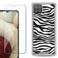 thumbnail image 1 of Shockproof Bumper Phone Case for Samsung Galaxy A12, with Tempered Glass Screen Protector, by OneToughShield ® - Zebra B/W, 1 of 3