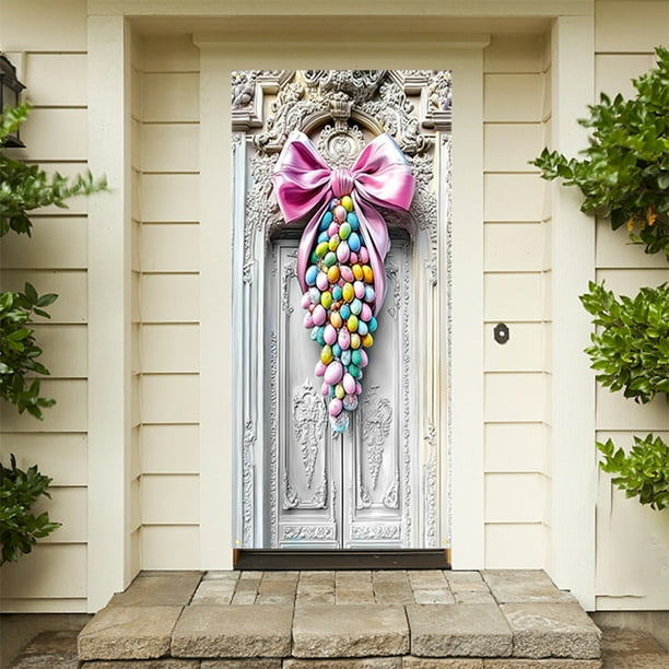 Cortina de puerta de Pascua adecuada para grandes suministros de fiesta, decoración de pared de jardín, fondo de decoración navideña