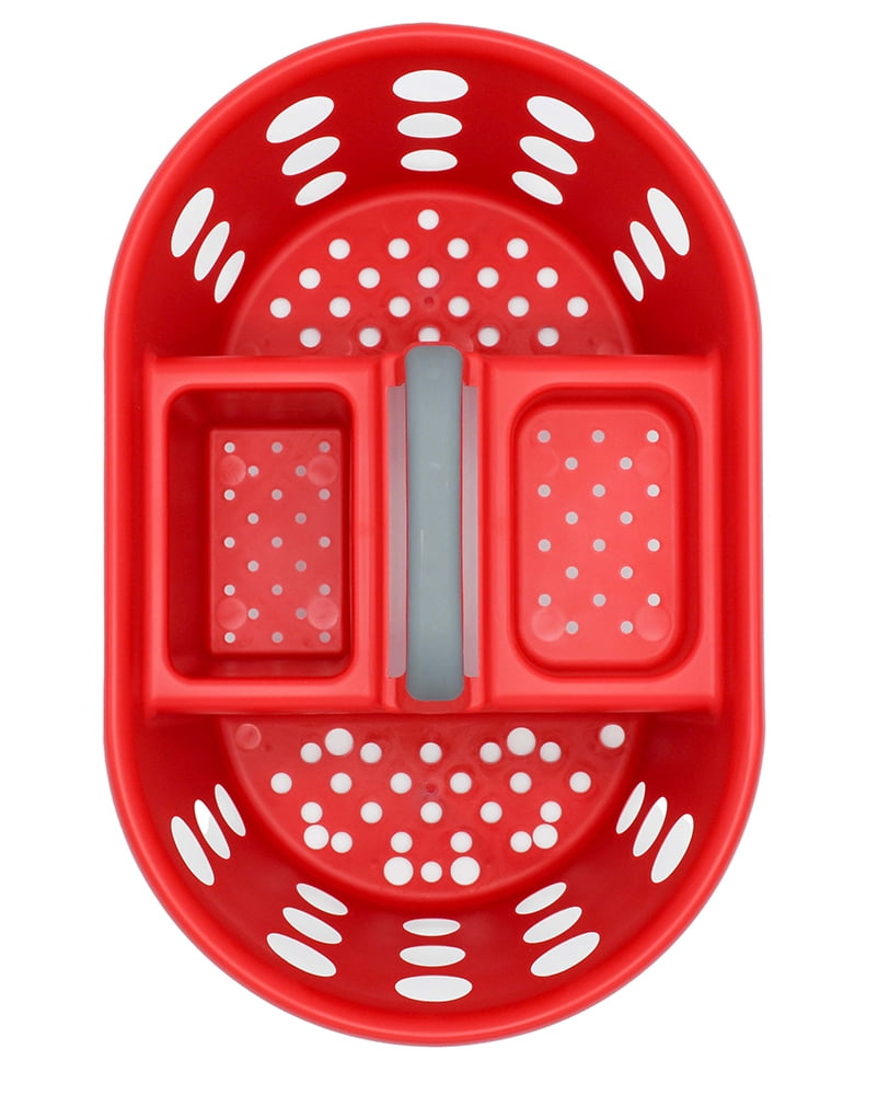 SimplyKleen Red Plastic Shower Caddy 2pcs Set with Handles for Bathroom Storage Organizer