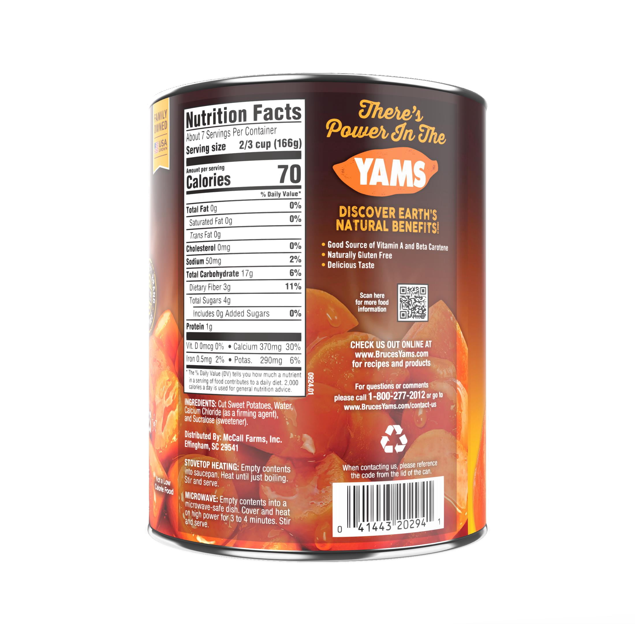 (4 pack) Bruce's Canned Yams Cut Sweet Potatoes in Splenda, 40 oz