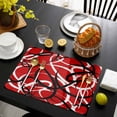 thumbnail image 3 of Red Geometric Placemats Set of 4, Modern Abstract Black White Striped Lines Placemats for Dining Table, Place Mats for Kitchen Tabletop, Waterproof Wipeable Dining Table Mats Set, 3 of 9