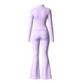 thumbnail image 4 of TZZQ Womens 2 Piece Yoga Outfits Fitted Long Sleeve Zipper Crop Jackets High Waist Elastic Flare Pants Slim Fit Casual Matching Outfits Flare Legging Workout Sets Athletic Sets Light Violet S, 4 of 7