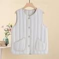 thumbnail image 2 of Taqqpue Women Puffer Vest Solid Color Sleeveless Button Down V Neck Padded Outerwear Winter Warm Oversize Jackets Vests with Pockets, 2 of 3