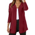 thumbnail image 2 of Linen Cardigans for Women 2025 Lightweight 3/4 Sleeve Open Front V Neck Long Cardigan Coat Outerwear Cover Up, 2 of 8