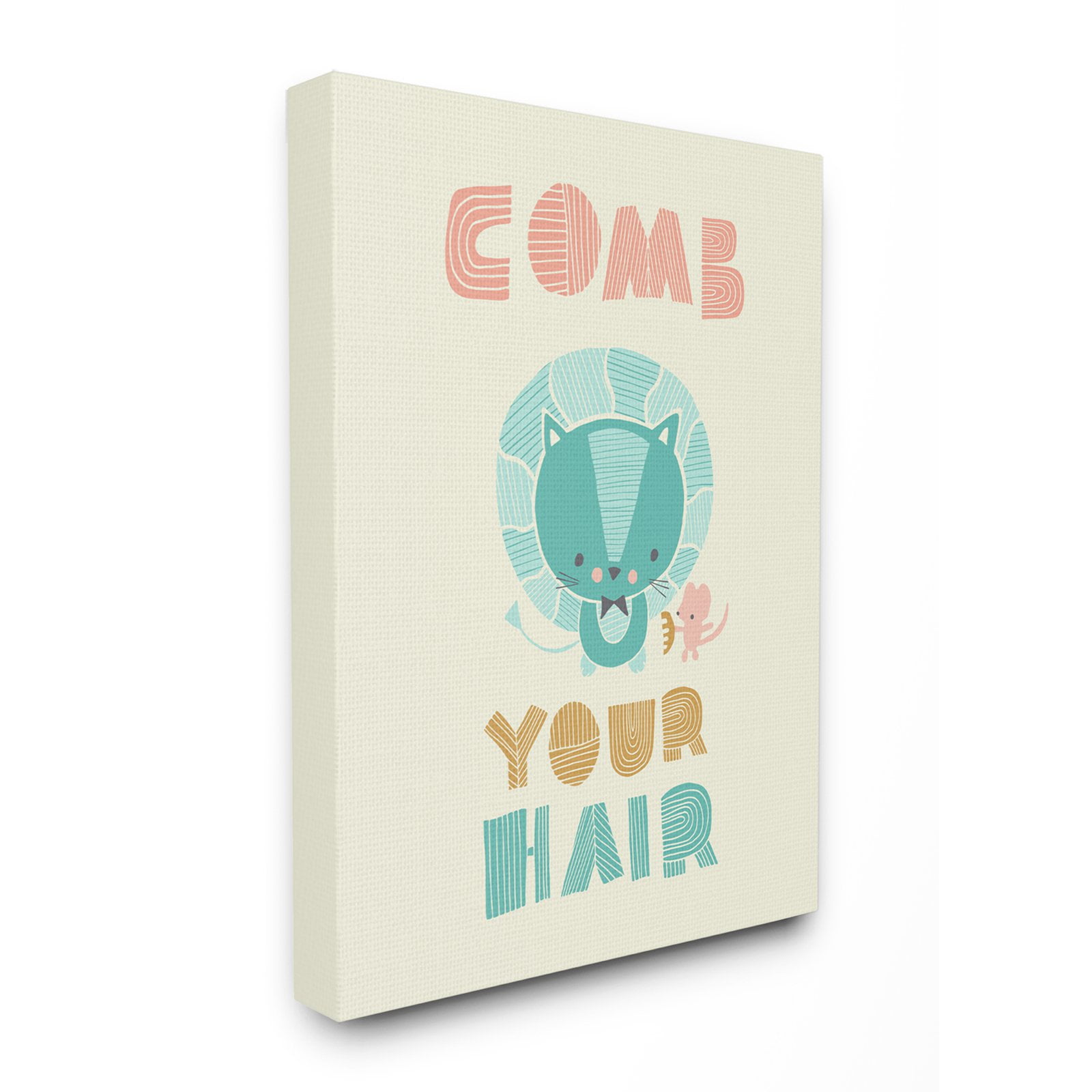 The Stupell Home Decor Collection Comb Your Hair Lion Stretched Wall Art