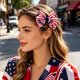 thumbnail image 5 of Independence Day Bow Hair Clip Accessory Holiday Party Red White Blue Star Striped Flag Hair Accessory Side Clip, 5 of 6