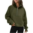 thumbnail image 2 of Oversized Sweatshirt for Women Autumn Winter New Ladies Sports Half Zip Yoga Wear Loose Stand Up Collar Sweater Womens Hoodies Green XL, 2 of 4