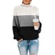 thumbnail image 1 of Suéter de otoño e invierno para mujer, suéter de cuello alto a juego de color de línea gruesa, 1 of 5