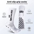 thumbnail image 4 of 6 Pack Anti Slip Soccer Socks for Men, US Size 6-11, Cotton Athletic Grip Socks, 3 Black & 3 White, 4 of 6