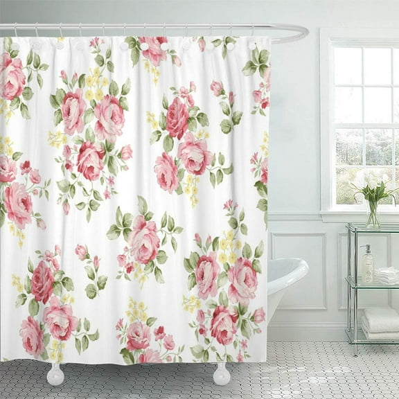 PKNMT Colorful Anemone Beautiful Rose Flower Pattern Little Floral Bouquet Vintage Shower Curtain Bath Curtain 66x72 inch