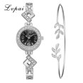thumbnail image 2 of Reloj femenino con diamantes de imitación y esfera redonda de cuarzo con correa de aleación y pulsera (negro plateado), 2 of 4