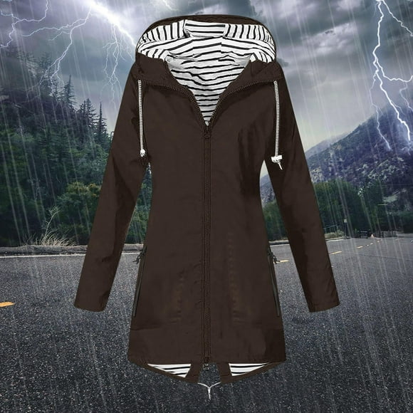 TIMIFIS Women's Rain Jackets Waterproof Windbreaker Packable Running Hiking Lightweight Cycling Jacket Long Hooded with Pockets S-XXL