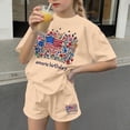 thumbnail image 6 of ITSAME 4th of July Girls Outfit Sets, American Flag Print Crewneck T-Shirts and Shorts Casual Clothes Set Beige Size 3-4, 6 of 6