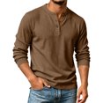 thumbnail image 2 of longantii Men's Long Sleeve Henley Shirts Casual Textured 3-Button Shirt Slim Fit Warm Basic Tops Lightweight Fall Workout Shirts, 2 of 5