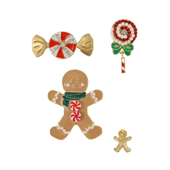 Holiday Time Oven Mitt, Gingerbread Man, Peppermint Brooch Set, 3 Pieces