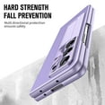 thumbnail image 4 of ELEHOLD For Samsung Galaxy Z Fold 7 Rugged Full Body Case,Premium Lychee Texture PU Leather Cover with Built-in Front Screen Protector Metal Foldable Kickstand Shockproof Phone Case , Purple, 4 of 7