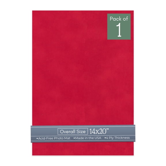 Cherry Red Suede 14x20 Uncut Art Mat Board - No Opening - 1 Mat