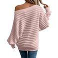 thumbnail image 4 of Womens Fall Sweaters Off The Shoulder Batwing Sleeve Textured Knit Tops Oversized One Shoulder Sweater, 4 of 5