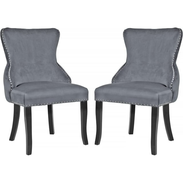 Dining Chairs Dining Room Chair Kitchen Chair of 2 Dining Metal Side Chairs Solid Wood Modern Tufted Upholstered for Home Kitchen Bedroom Living Room Arm Side Chairs Set of 2 Grey
