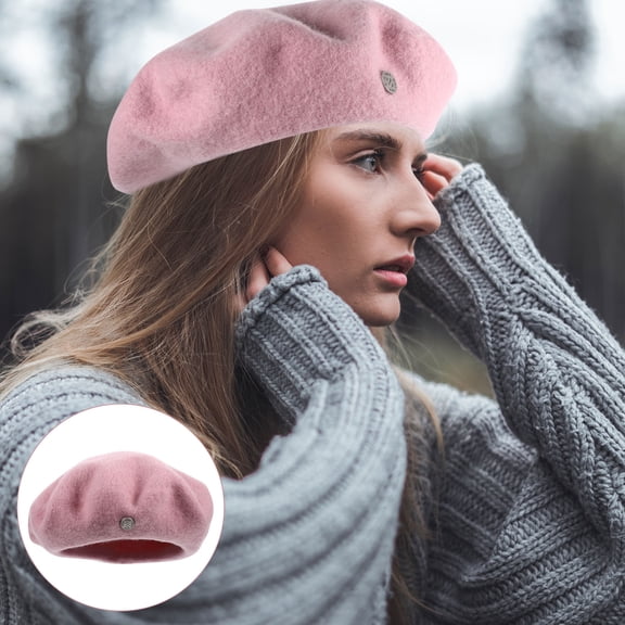 AURARMLET women's beret Wool Blend Pink 1Set