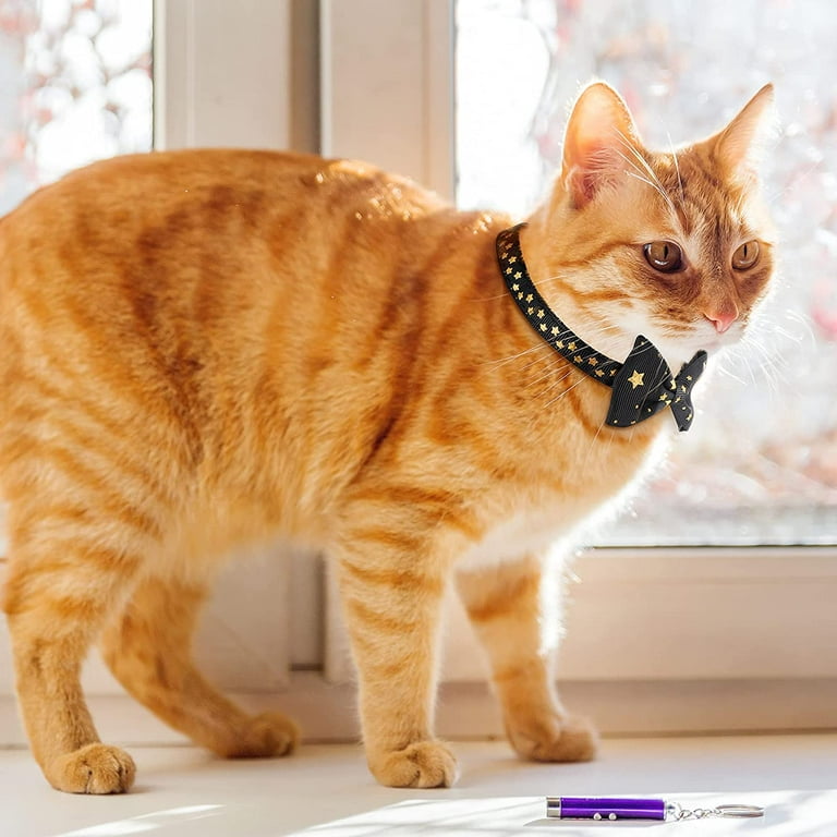 Brown Designer Cat Collar Breakaway - Bow tie Removable Kitten Bell LV  Leather