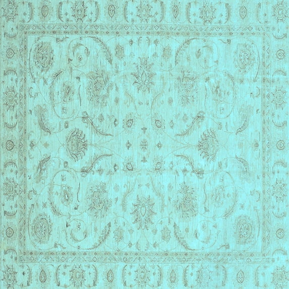 Ahgly Company Indoor Square Oriental Light Blue Traditional Area Rugs, 3' Square