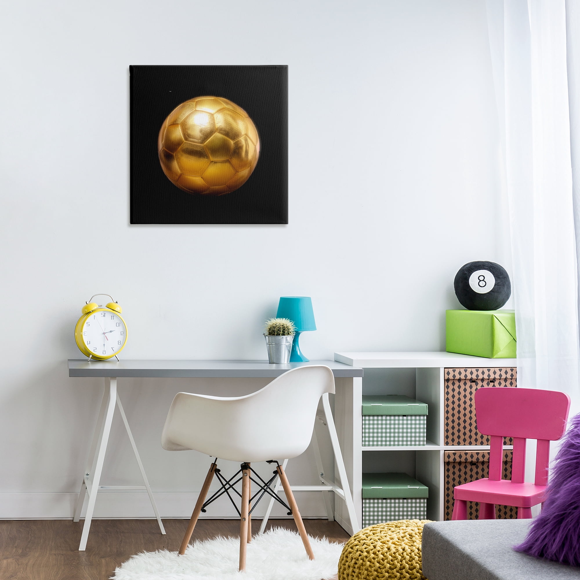 Stupell Industries Gold Designer Soccer Ball Sports Painting Wrapped Canvas Art Print Wall Art, 24 x 24