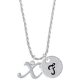 thumbnail image 1 of Delight Jewelry Silvertone Small Gelato Script Initial - X - Silvertone Script Initial Disc - F - Charm Necklace, 20"+3", 1 of 4
