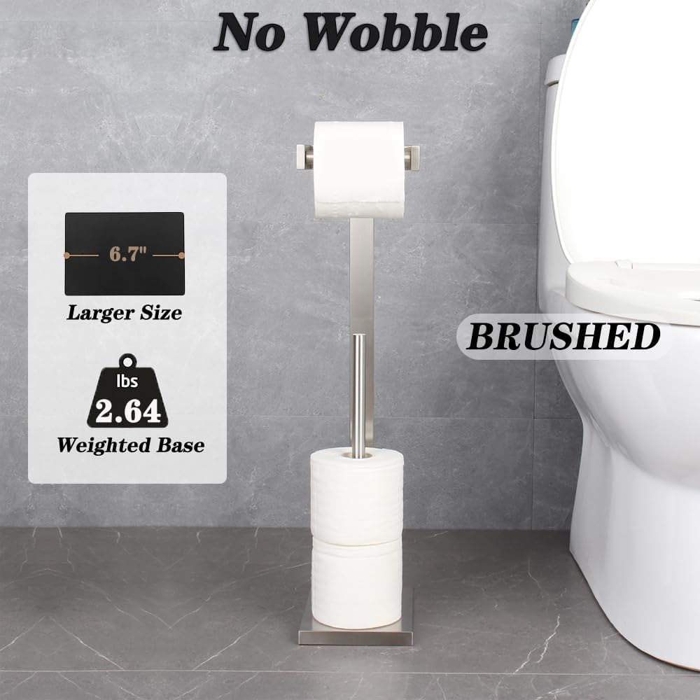Standing Toilet Paper Holder Stainless Steel Brushed  Heavy Base