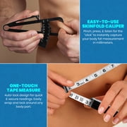 MEDca Body Fat Caliper Measuring Tape, Skinfold, Black Plastic, 1 Pack