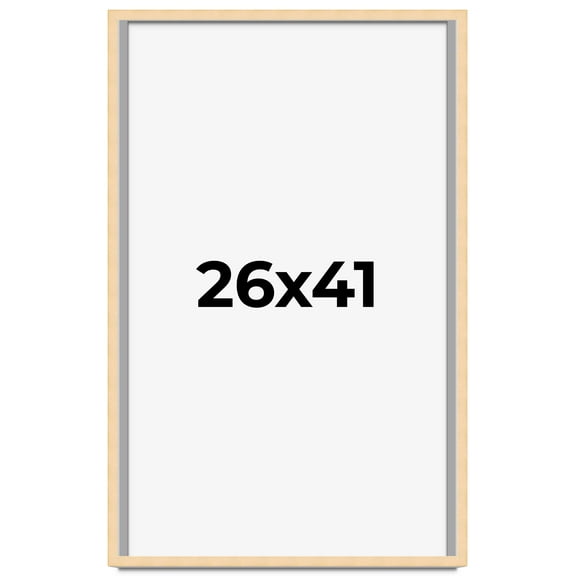 26x41 Frame Natural Wood Picture Frame | 0.75 Inch Moulding Width | with UV Acrylic Plexiglass,